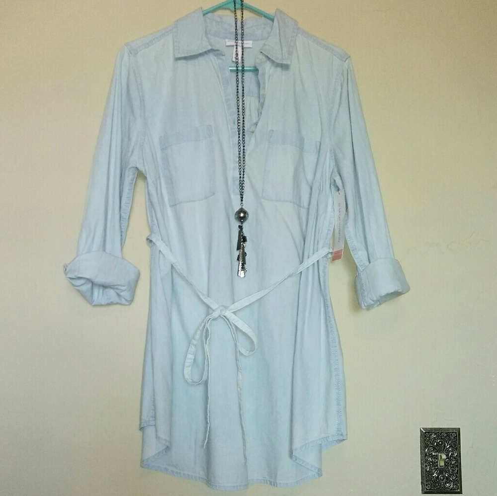 Acid Wash Denim Maternity Top